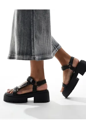 Public Desire Hazard chunky sandals with raffia in