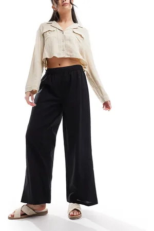 COLLUSION Beach linen mix straight leg boxer pants in