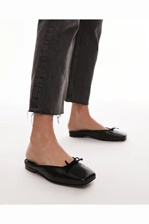Topshop Bali leather square toe ballet mules in