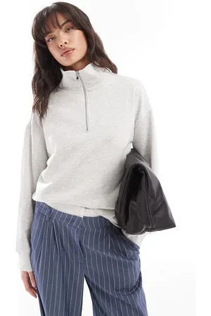 Pieces® High neck zip up sweatshirt in melange