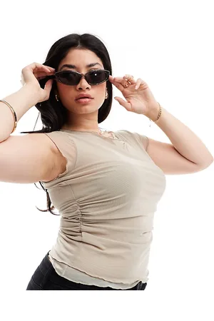 COLLUSION Double layer cap sleeve top in