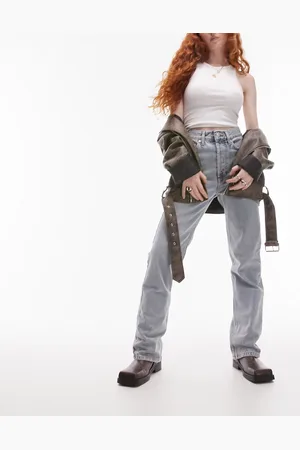 Topshop Straight Kort jeans in bleach