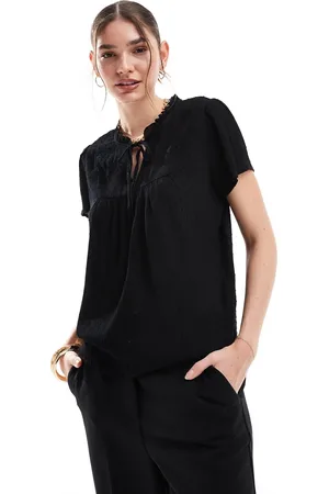 JDY Eyelet pussybow blouse in