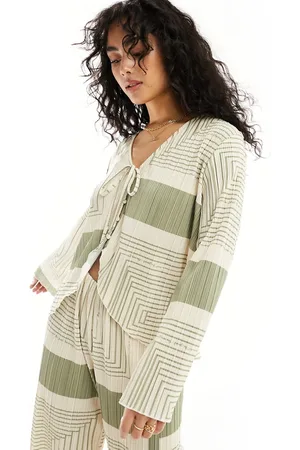Object Plisse tie front top in abstract print - part of a set