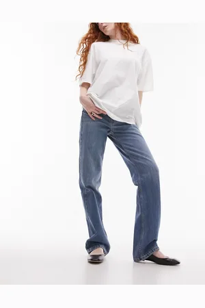 Topshop Straight Kort jeans in mid