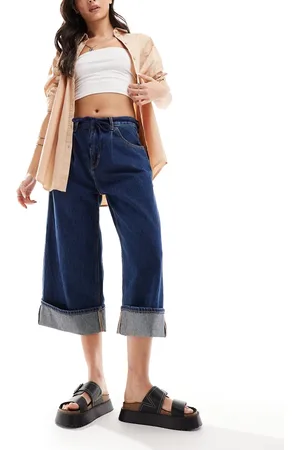 Stradivarius STR longline denim jorts in dark