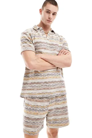 ASOS Revere neck polo shirt in color texture - part of a set