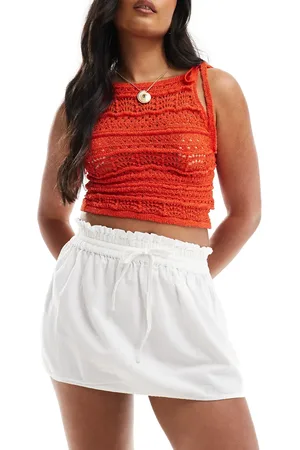 ASOS Linen look tie waist mini skirt in