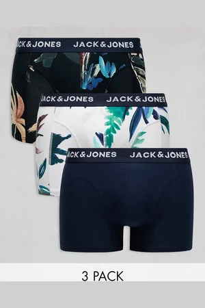 JACK & JONES 3 pack boxer briefs with floral print in white