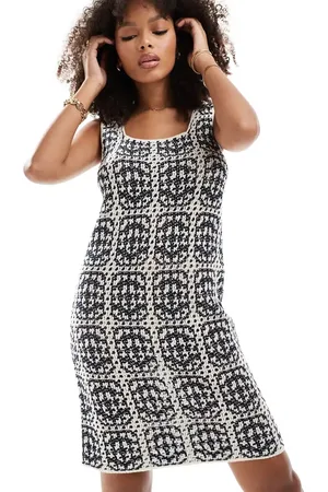 VERO MODA Crochet mini dress in and white