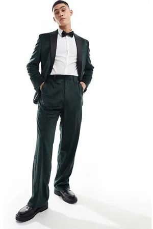 ASOS Wide leg velvet tuxedo suit pants in