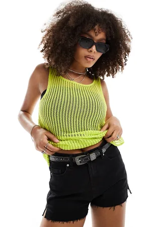 ONLY Sheer knit tank top in lime