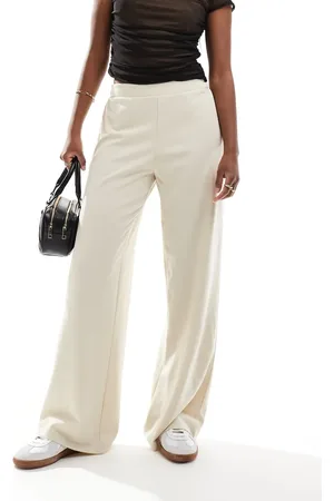 Noisy May Wide leg elasticated waist pants in stone