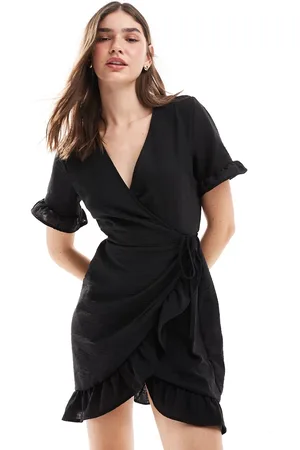 VERO MODA Wrap dress with frill detail in