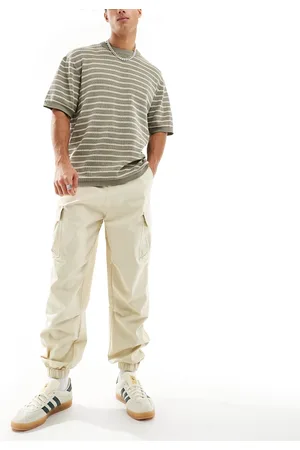 ASOS Oversized tapered cargo pants in stone