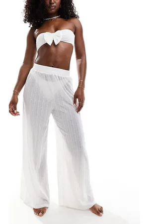 Pieces® Ladder lace wide leg pants in