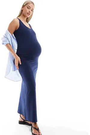 Mama;licious Mamalicious Maternity scoop neck sleevless maxi dress in navy