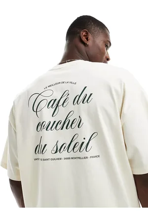 SELECTED Oversized heavy weight T-shirt with script backprint in cream