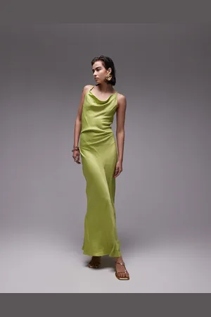Topshop High cowl neck maxi dress in apple