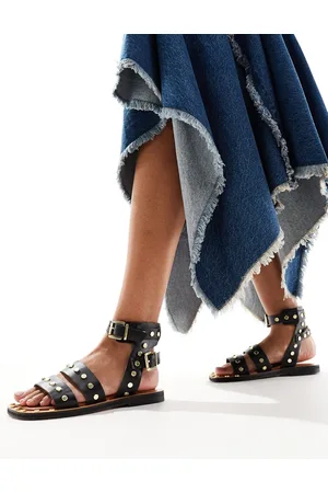 ASOS Fiji leather studded flat sandals in
