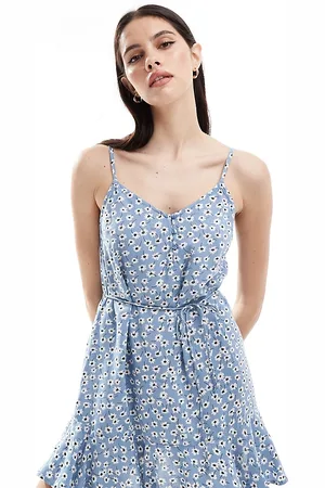 Pieces® Tie waist cami mini dress in ditsy floral