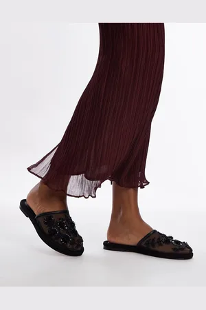 Topshop Bambi mesh mules with beading in