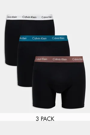 Calvin Klein Cotton stretch boxer briefs 3 pack in with colored waistband