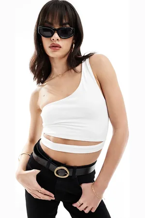ASOS Double layer one shoulder crop top with waist cut out in