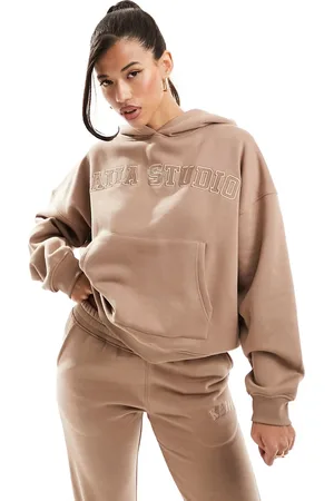 Kaiia Studio logo oversized hoodie in caramel - part of a set