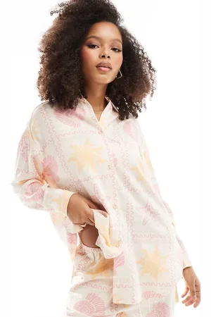 ASOS Relaxed linen mix shirt in tile print