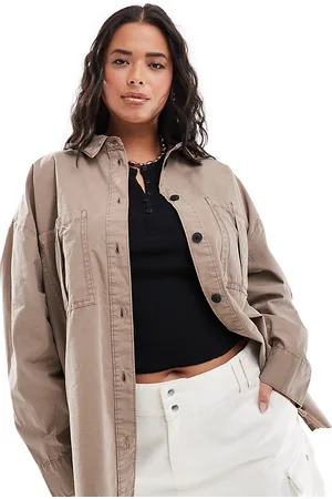 ASOS ASOS DESIGN Curve utility shirt in washed sand