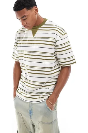 ASOS Oversized t-shirt in khaki stripe