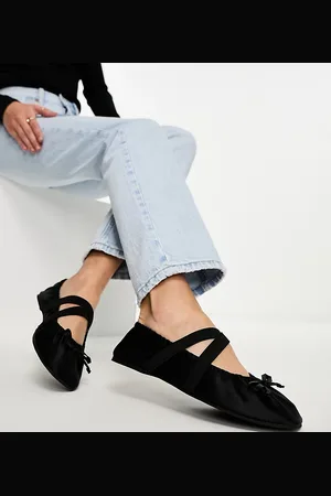 ASOS Wide Fit Los Angeles ruched ballet flat in satin