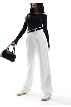Stradivarius Tailored pants with belt in white