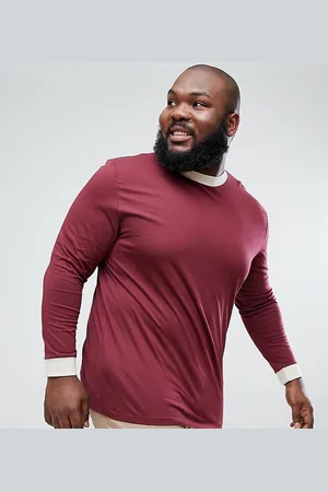 ASOS ASOS PLUS relaxed skater long sleeve t-shirt with contrast turtleneck and curved hem