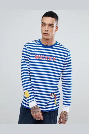 ASOS ASOS Mickey Stripe Relaxed Long Sleeve T-Shirt With Cuff And Hem Print