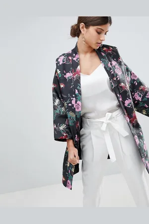 ASOS ASOS Dark Floral Jacquard Kimono Jacket