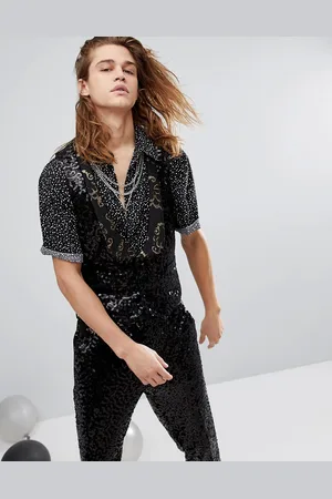 ASOS Skinny suit vest in sequins with gold trim
