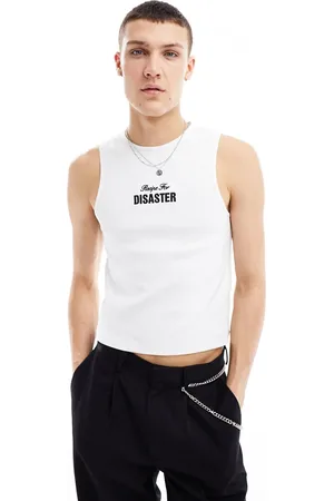ASOS Muscle tank top in with text chest print