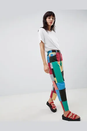 ASOS Balloon leg boyfriend jeans in patchwork print