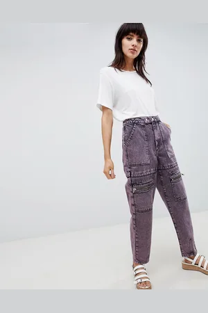 ASOS Carpenter boyfriend jeans with utility styling in acid wash