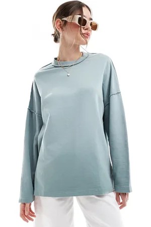 ASOS Exposed seams sweatshirt in slate ombre
