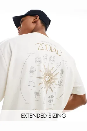 ASOS Oversized t-shirt in beige with celestial zodiac back print