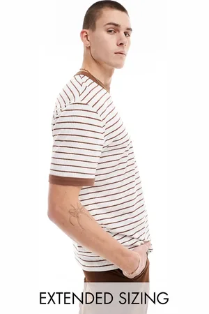 ASOS Relaxed t-shirt in textured brown stripe
