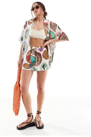 ASOS Satin shorts in plate print - part of a set