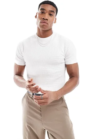 River Island Muscle fit pointelle t-shirt in