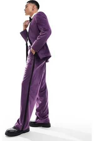 ASOS Wide leg velvet tuxedo suit pants in
