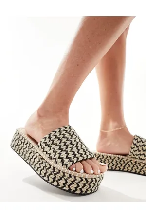 ASOS Jordyn flatform espadrille sandals in black and white