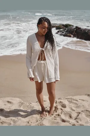 4th & Reckless X Loz Vassallo lanai crinkle linen look beach shorts in -set