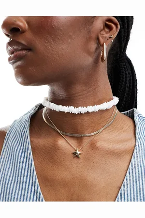 ASOS Pack of 3 necklaces with faux pearl chippings and starfish charm in tone